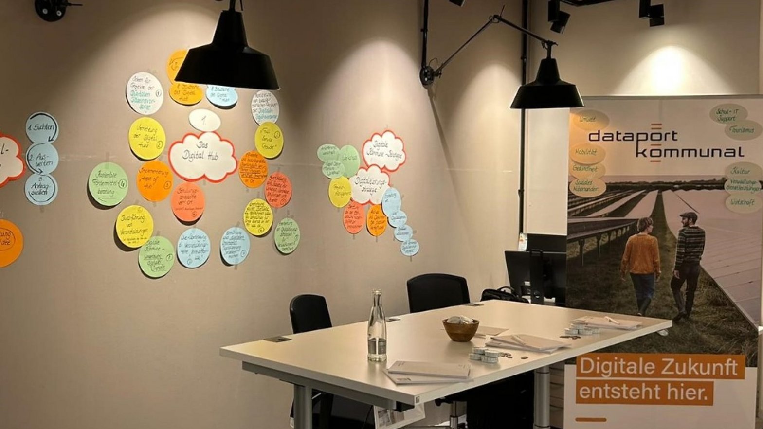 Im Digital Hub Wilster: An einer Metaplan-Wand hängen viele Workshop-Karten