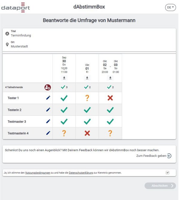 Terminübersicht in der dAbstimmBox