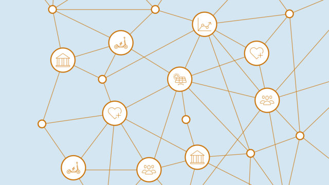 In der Grafik wird verdeutlicht, dass DigitalHubs untereinander vernetzt sind und themenübergreifend funktionieren