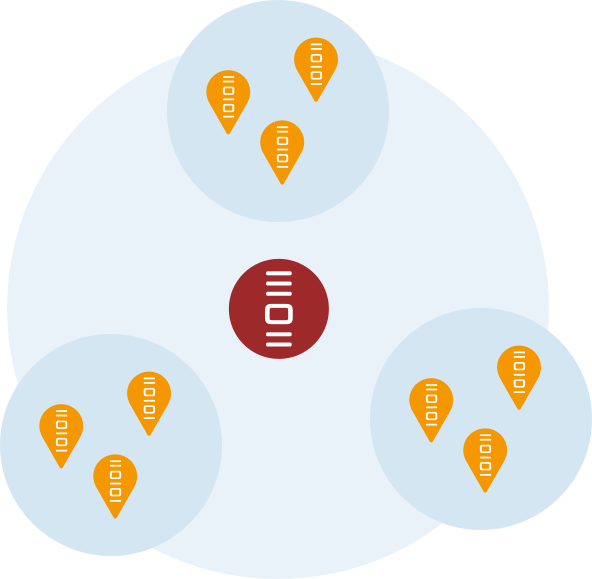 In der Grafik wird gezeigt, dass Dataport länderübergreifend arbeitet und dataport.kommunal sich ausschließlich auf die Kommunen konzentriert.